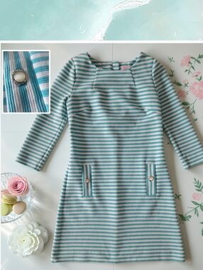 Lilly Pulitzer Turquoise & White Striped Charlene Mini Shift Dress